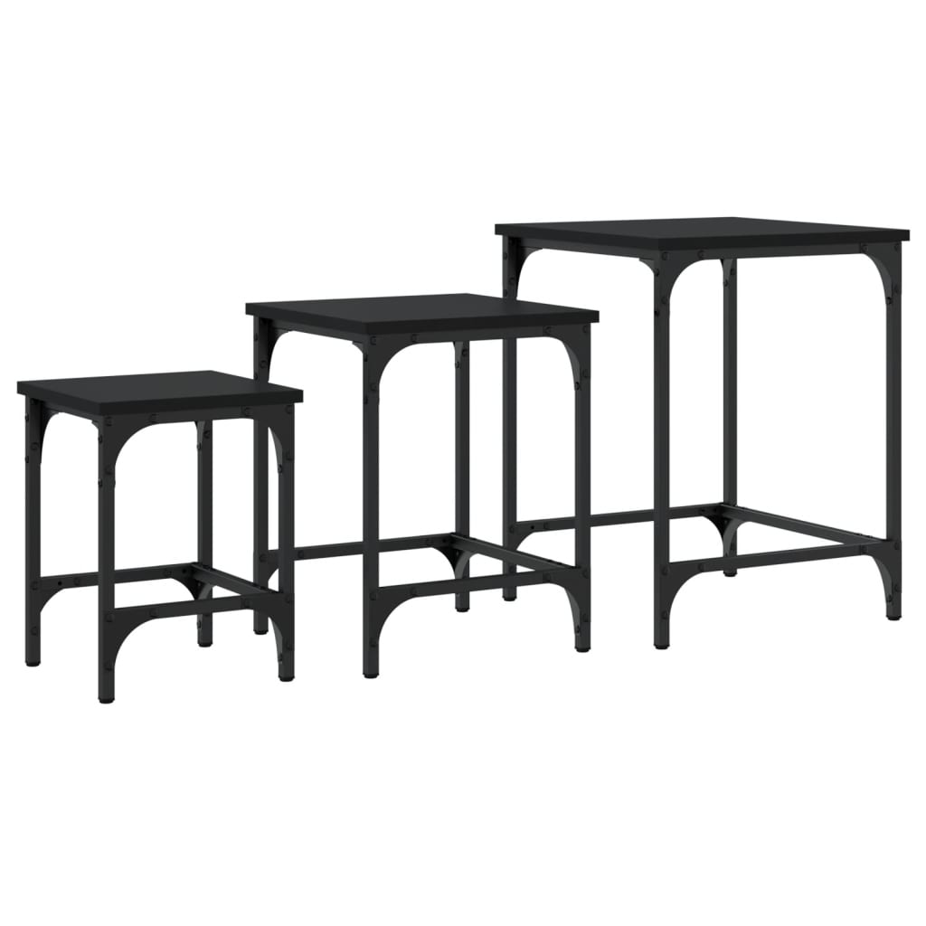 vidaXL Nesting Coffee Tables 3 pcs Black Engineered Wood