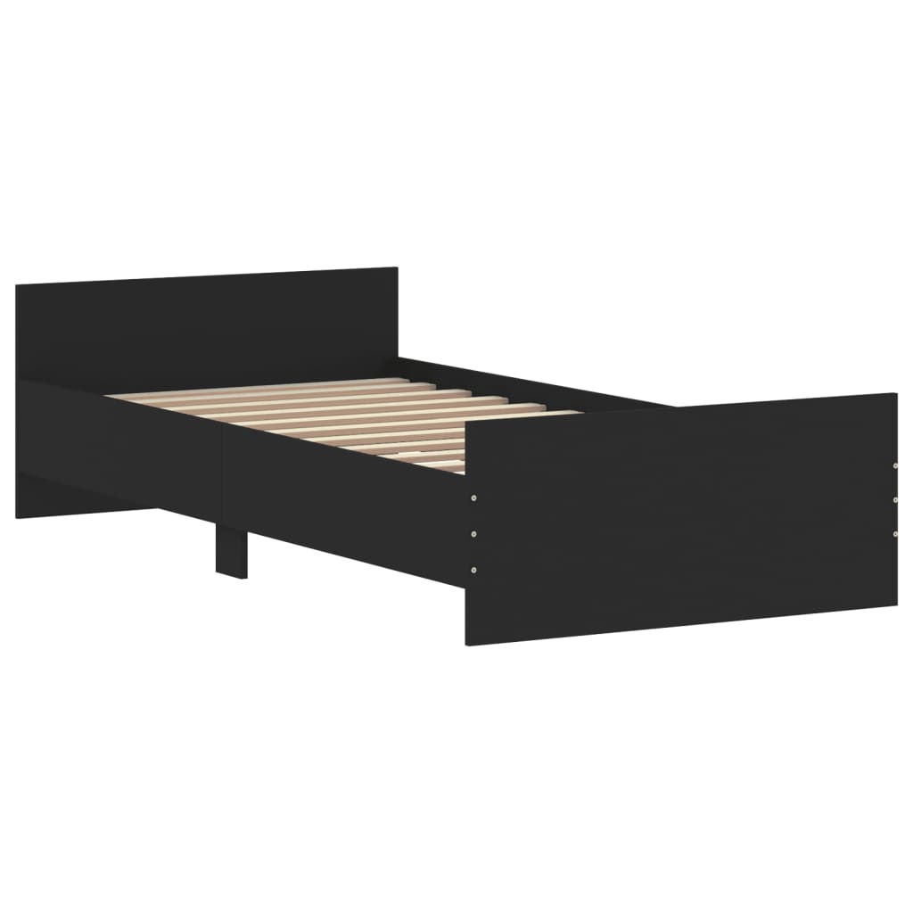 vidaXL Bed Frame without Mattress Black 90x200 cm Engineered Wood