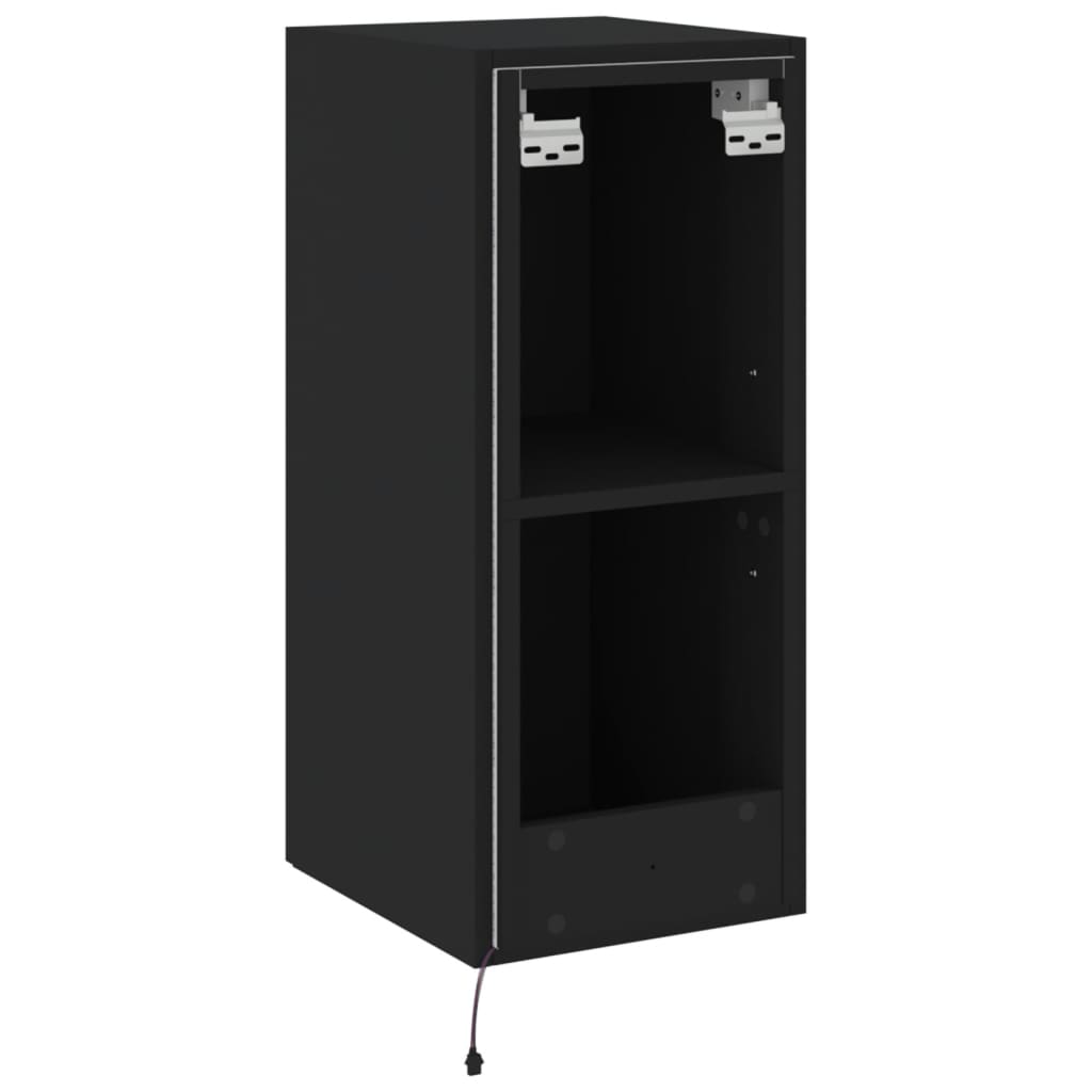 vidaXL TV Wall Cabinet with LED Lights Black 30.5x35x70 cm