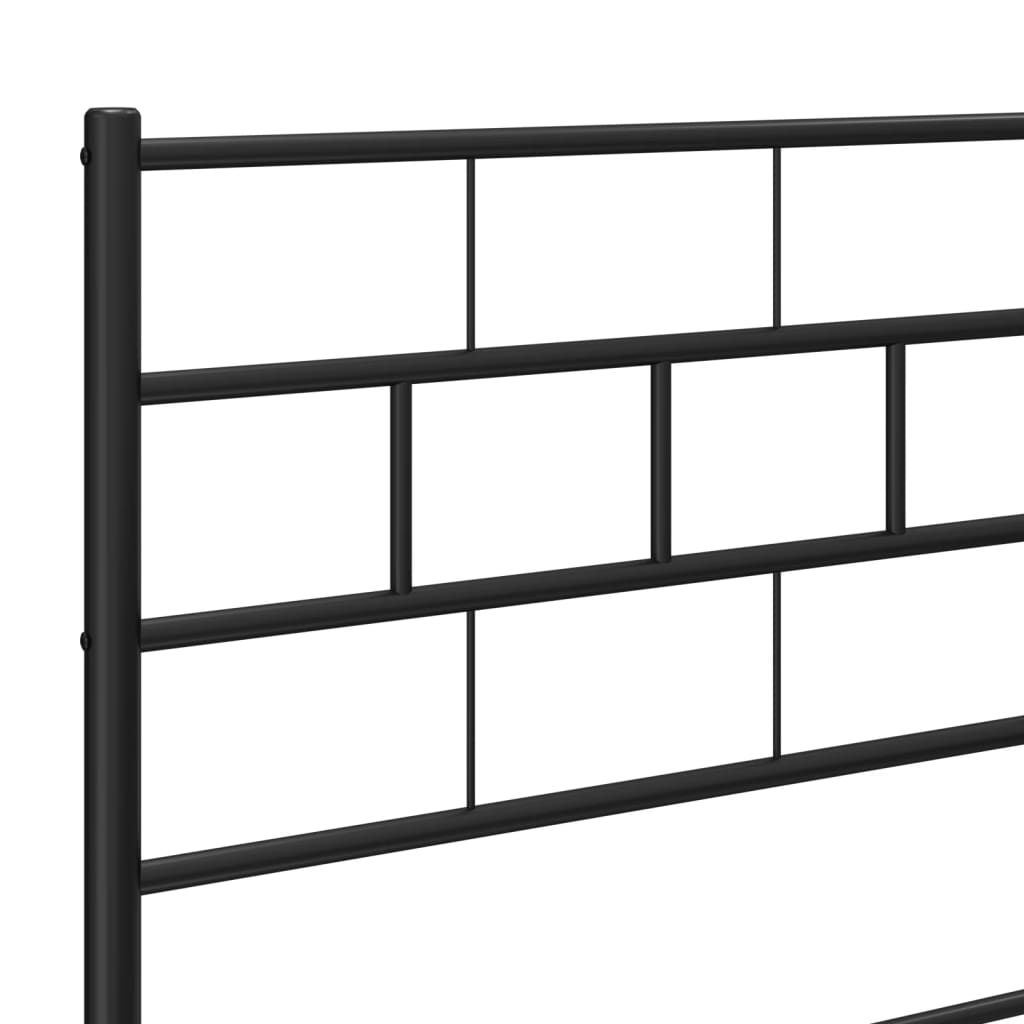 vidaXL Metal Bed Frame without Mattress with Headboard Black 100x200 cm