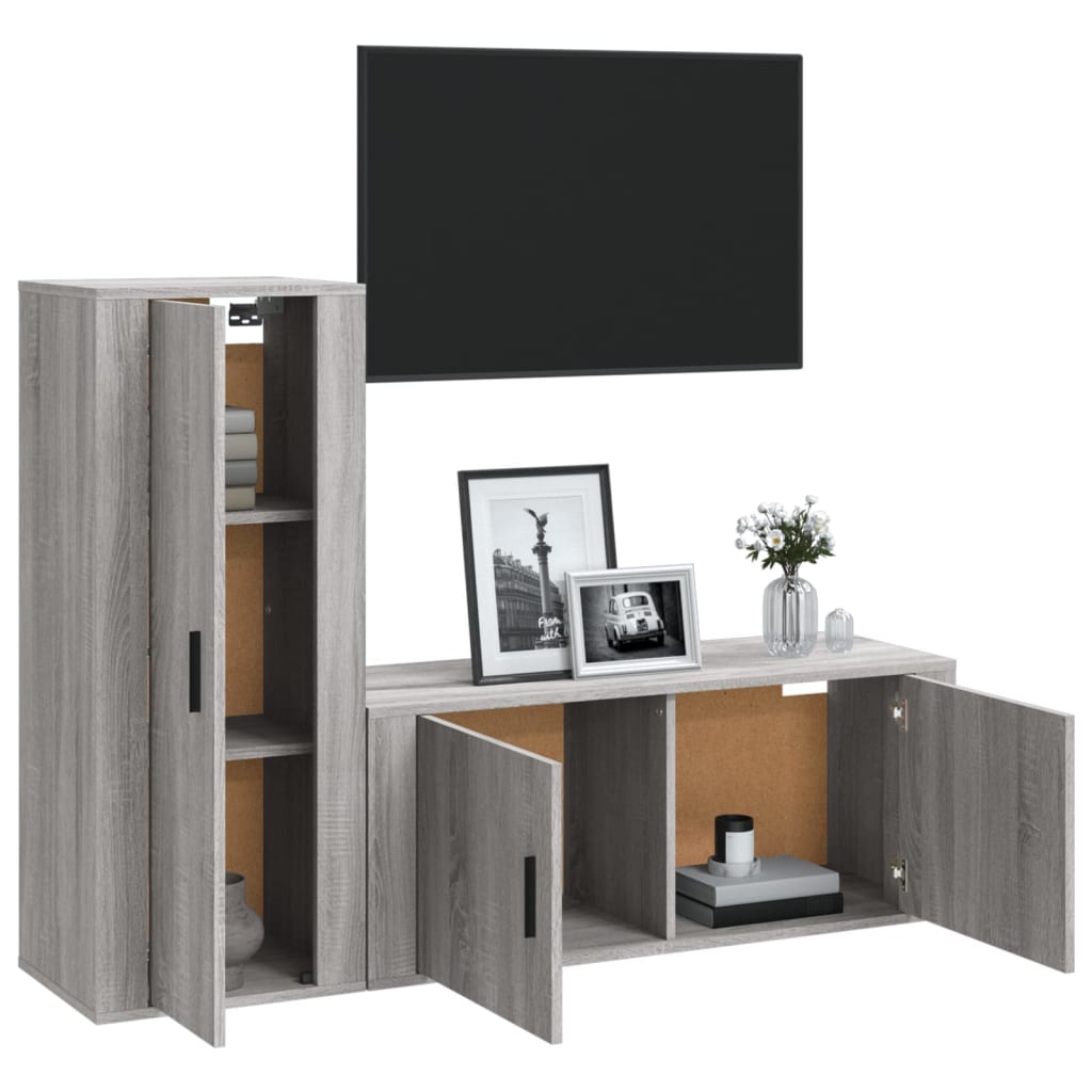 vidaXL 2 Piece TV Cabinet Set Grey Sonoma Engineered Wood