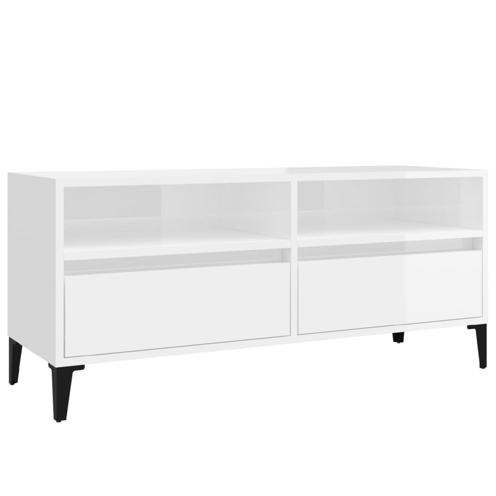 vidaXL TV Cabinet High Gloss White 100x34.5x44.5 cm Engineered Wood