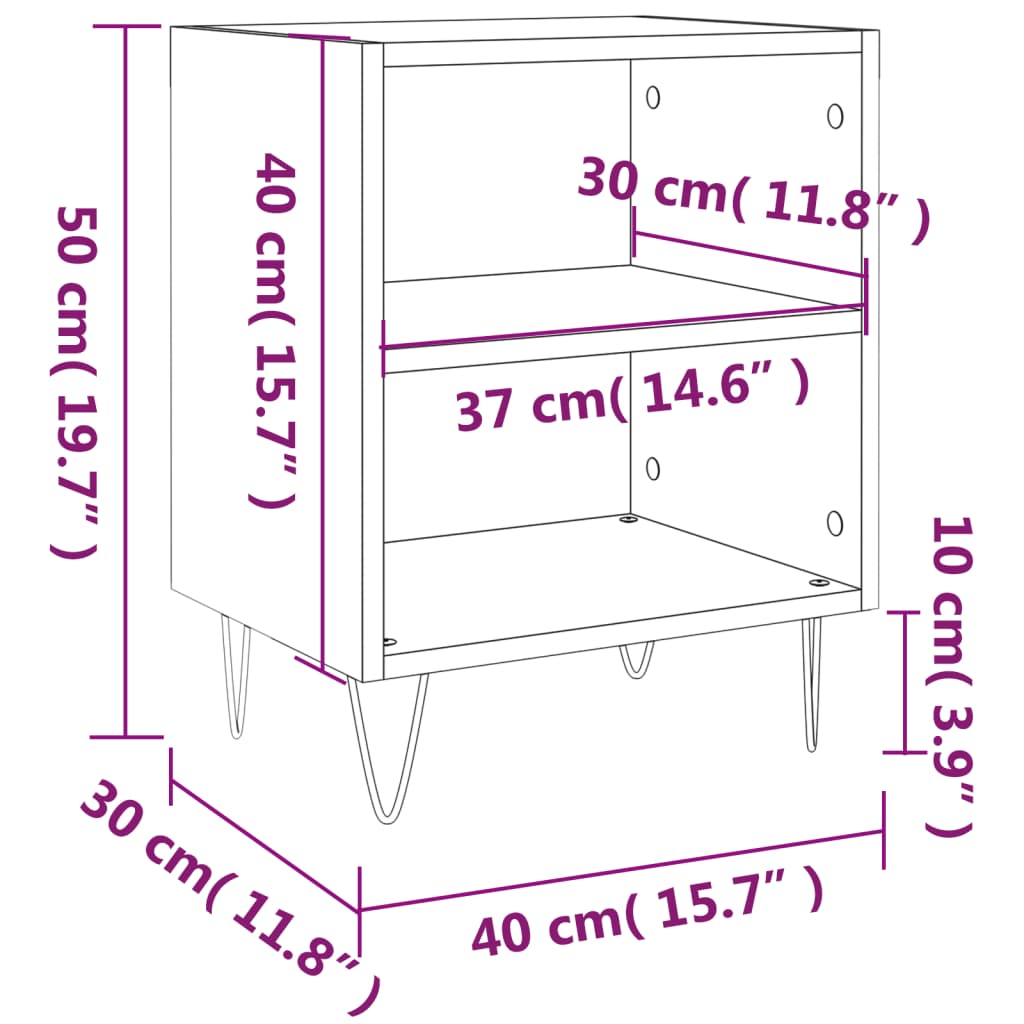 vidaXL Bedside Cabinet Sonoma Oak 40x30x50 cm Engineered Wood