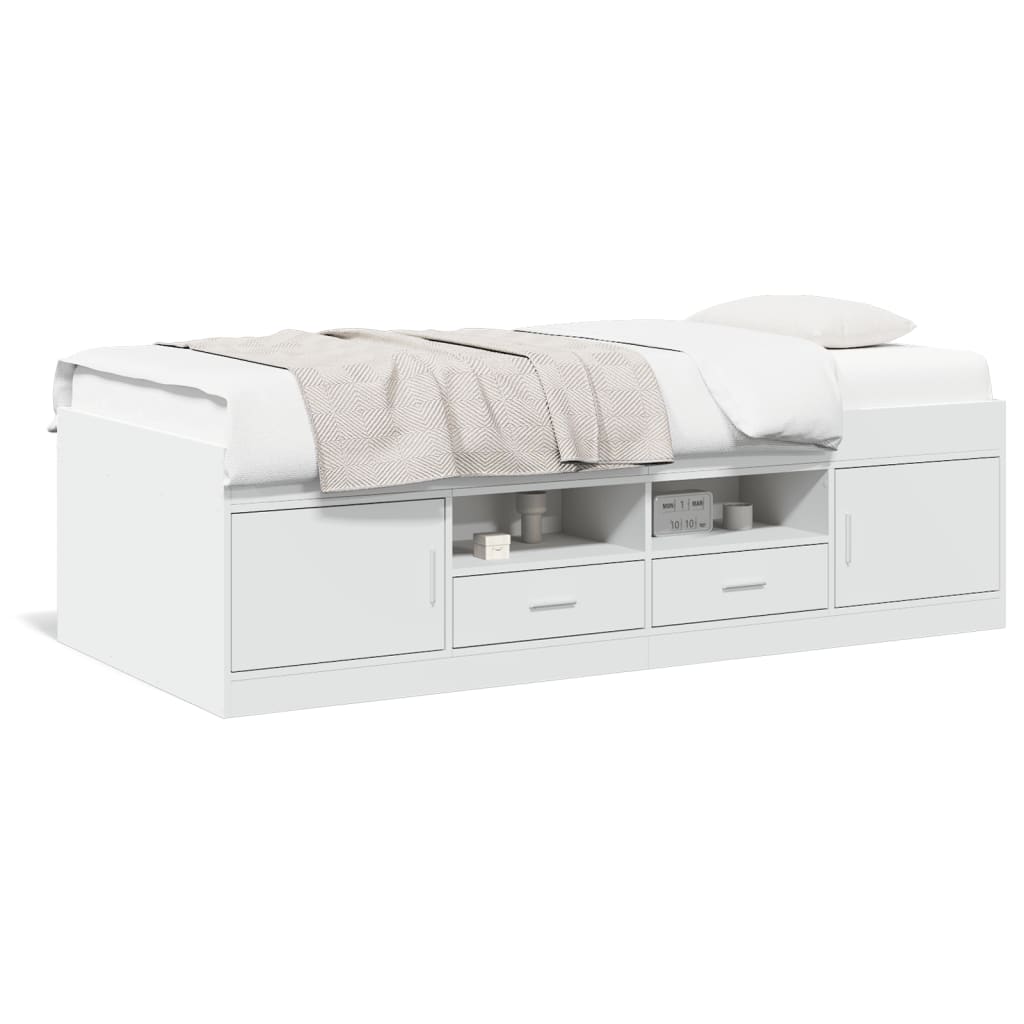 vidaXL Daybed with Drawers without Mattress White 90x190 cm Single