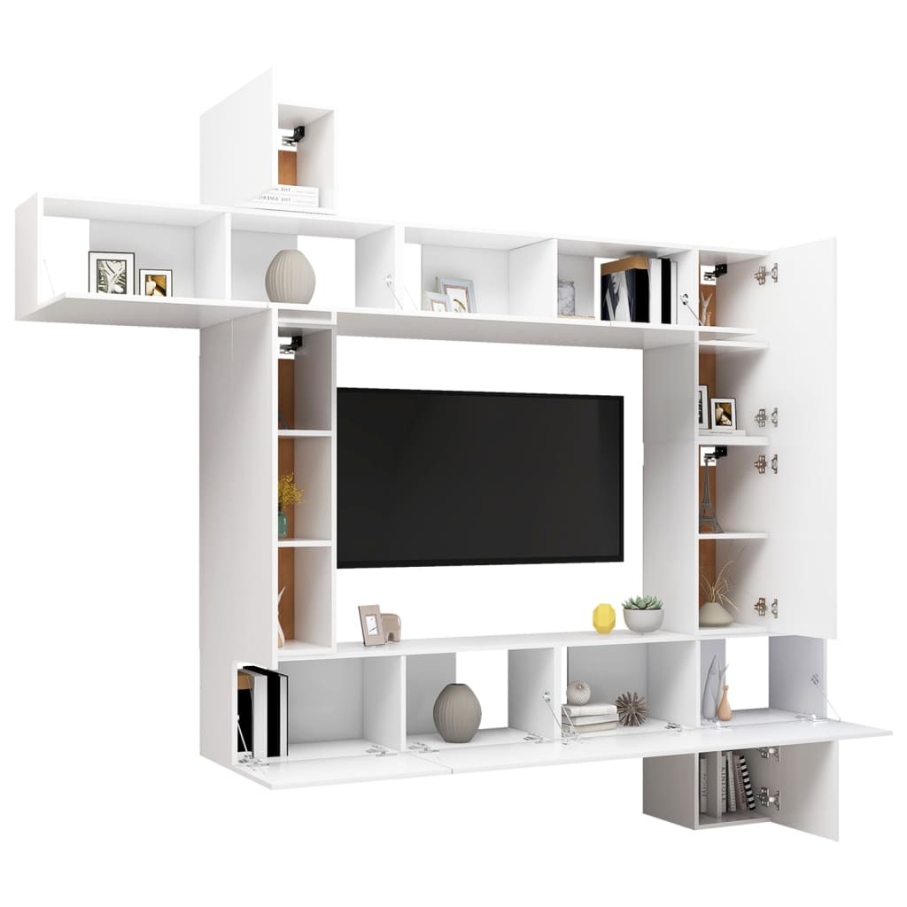 vidaXL 9 Piece TV Cabinet Set White Engineered Wood