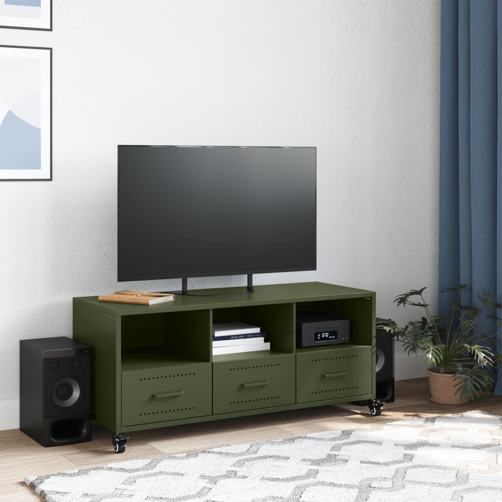 vidaXL TV Cabinet Olive Green 100.5x39x43.5 cm Steel