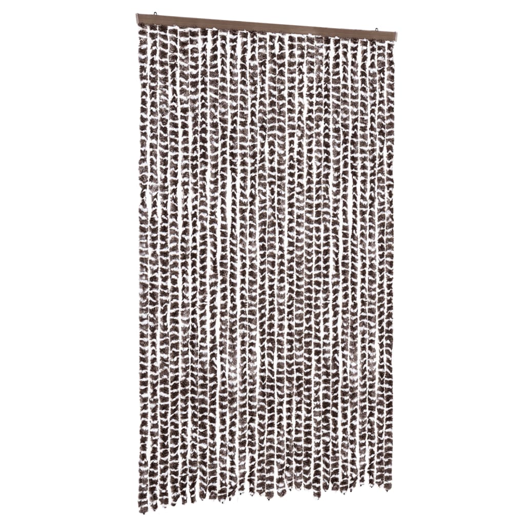 vidaXL Fly Curtain Brown and White 118x220 cm Chenille