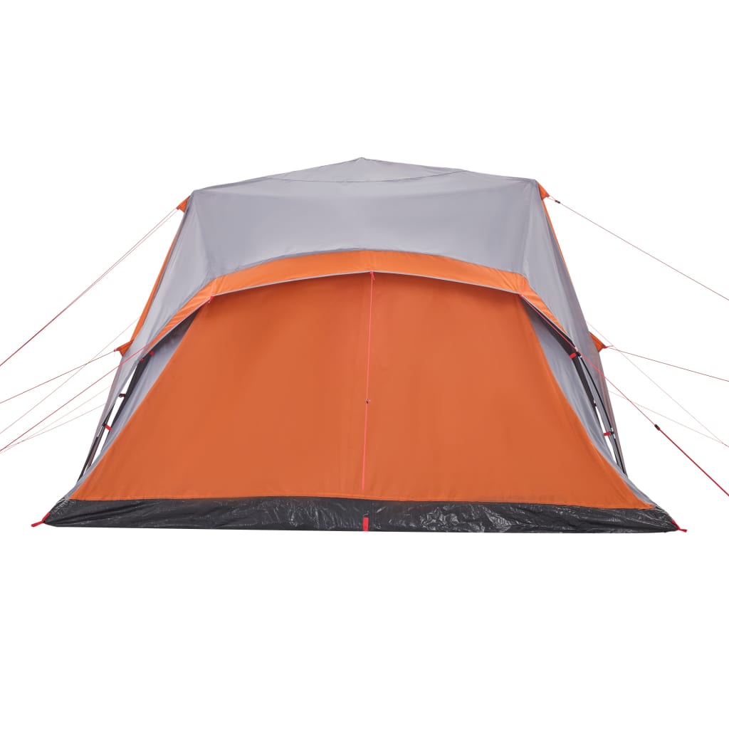 vidaXL Family Tent with Porch 9-Person Grey and Orange Quick Release