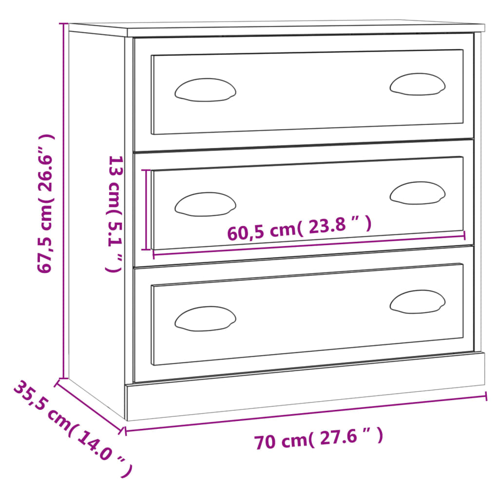 vidaXL Sideboards 2 pcs High Gloss White Engineered Wood