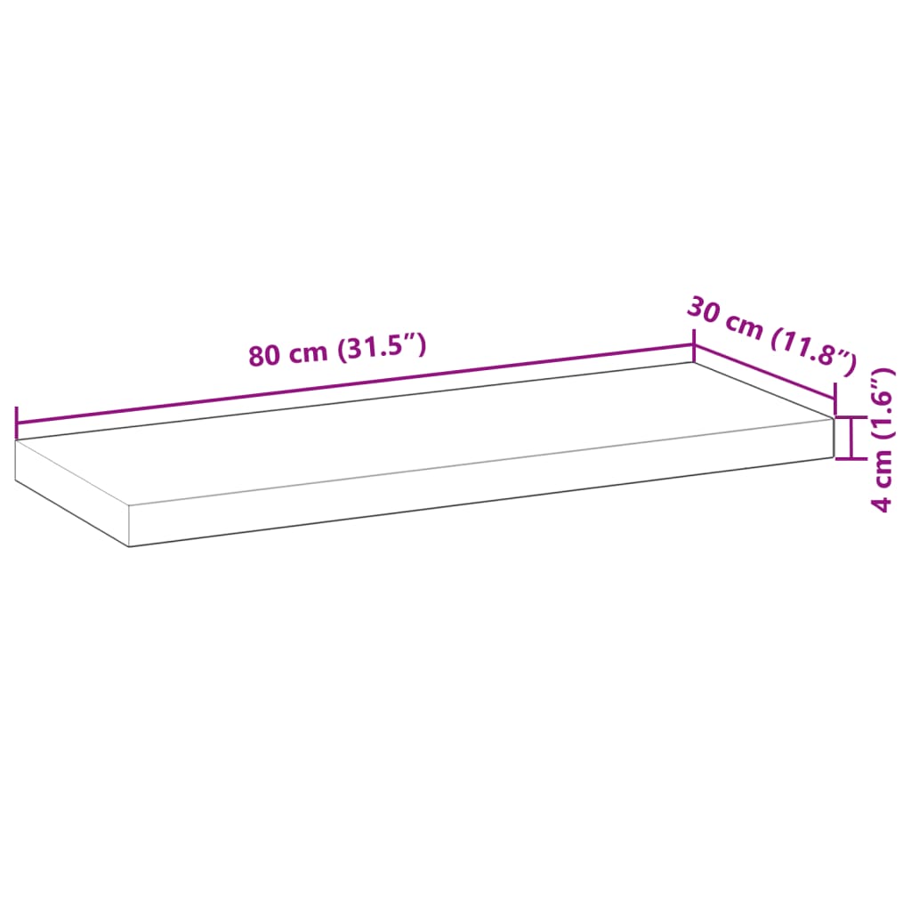 vidaXL Floating Shelves 2 pcs 80x30x4 cm Untreated Solid Wood Acacia