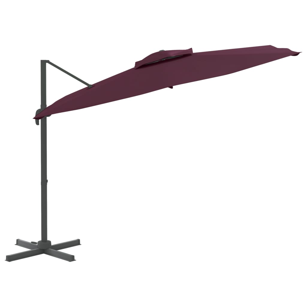 vidaXL Double Top Cantilever Garden Parasol Bordeaux Red 400x300 cm