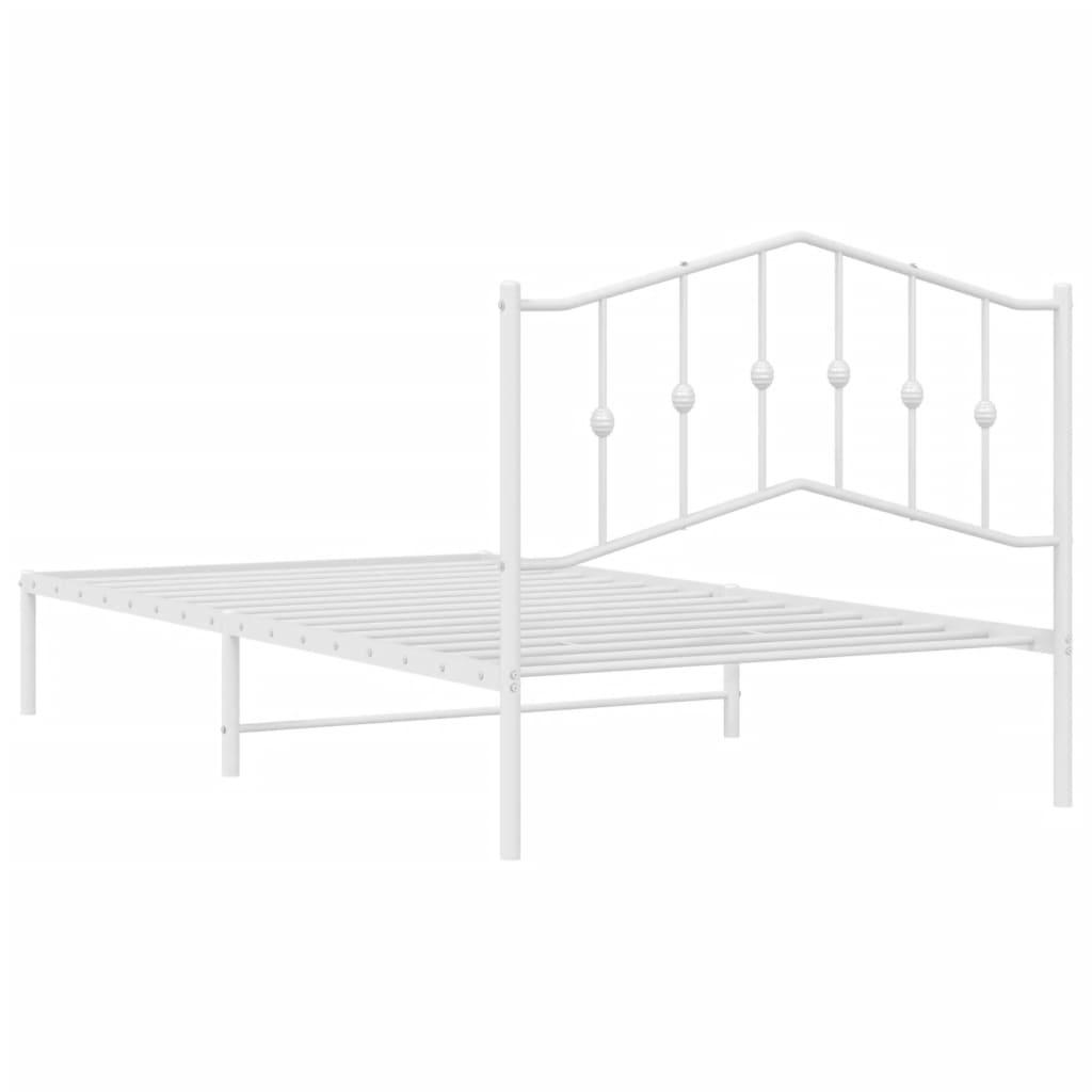 vidaXL Metal Bed Frame without Mattress with Headboard White 100x200 cm