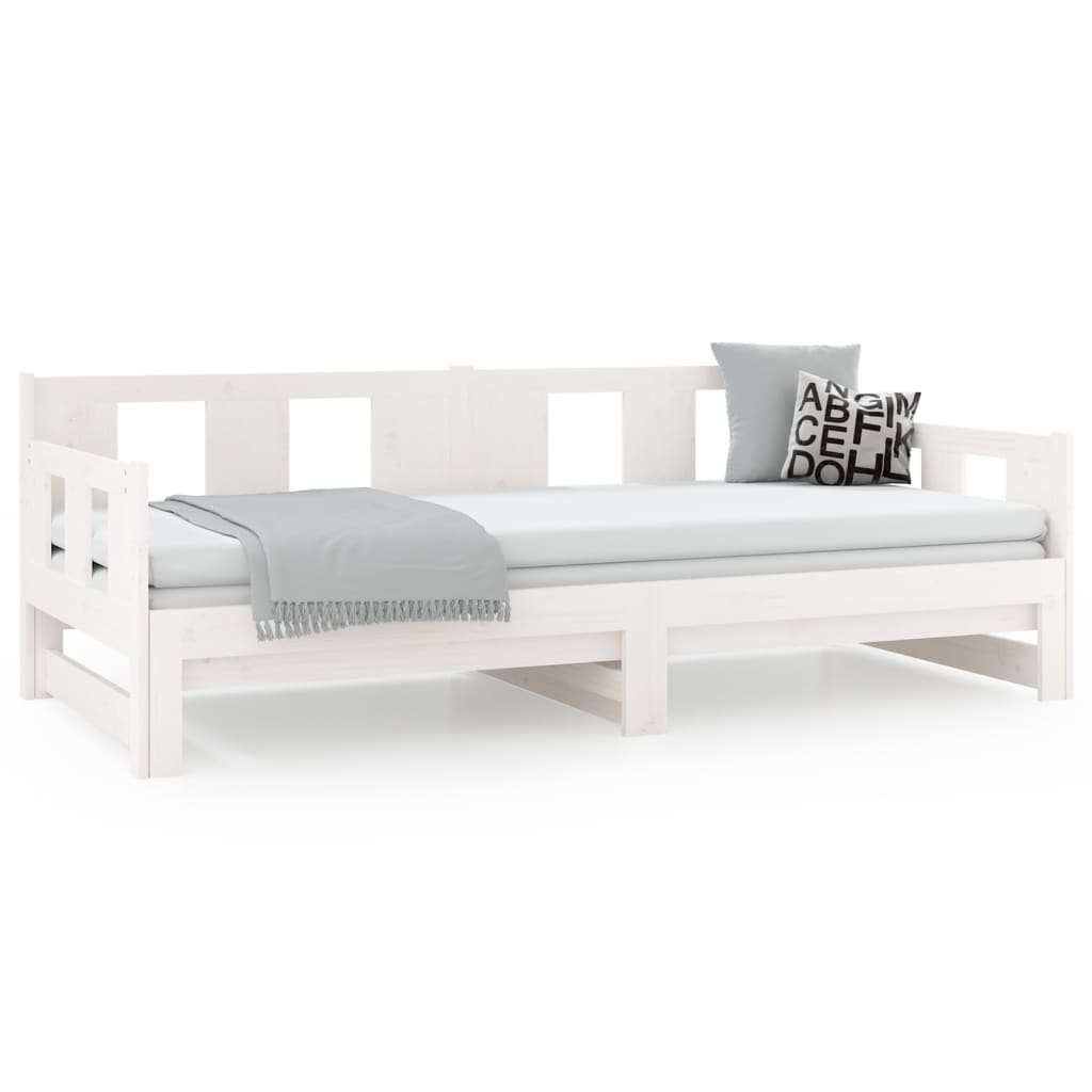 vidaXL Pull-out Day Bed without Mattress White 2x(80x200) cm