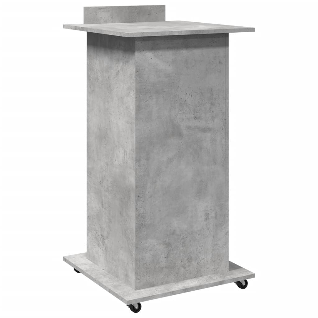 vidaXL Lectern with Wheels & Drawer Concrete Grey 55x55x107 cm Engineered Wood