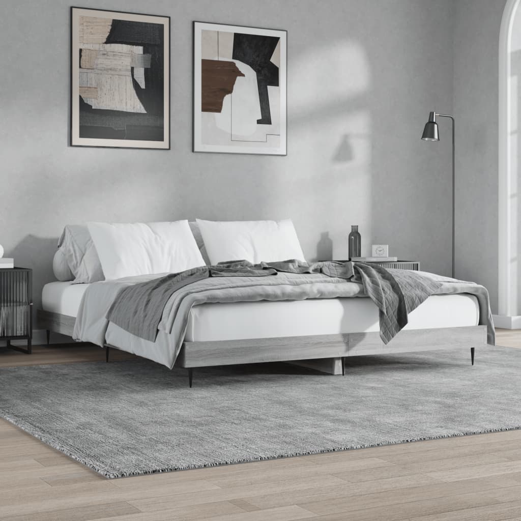 vidaXL Bed Frame without Mattress Grey Sonoma 140x200 cm Engineered Wood