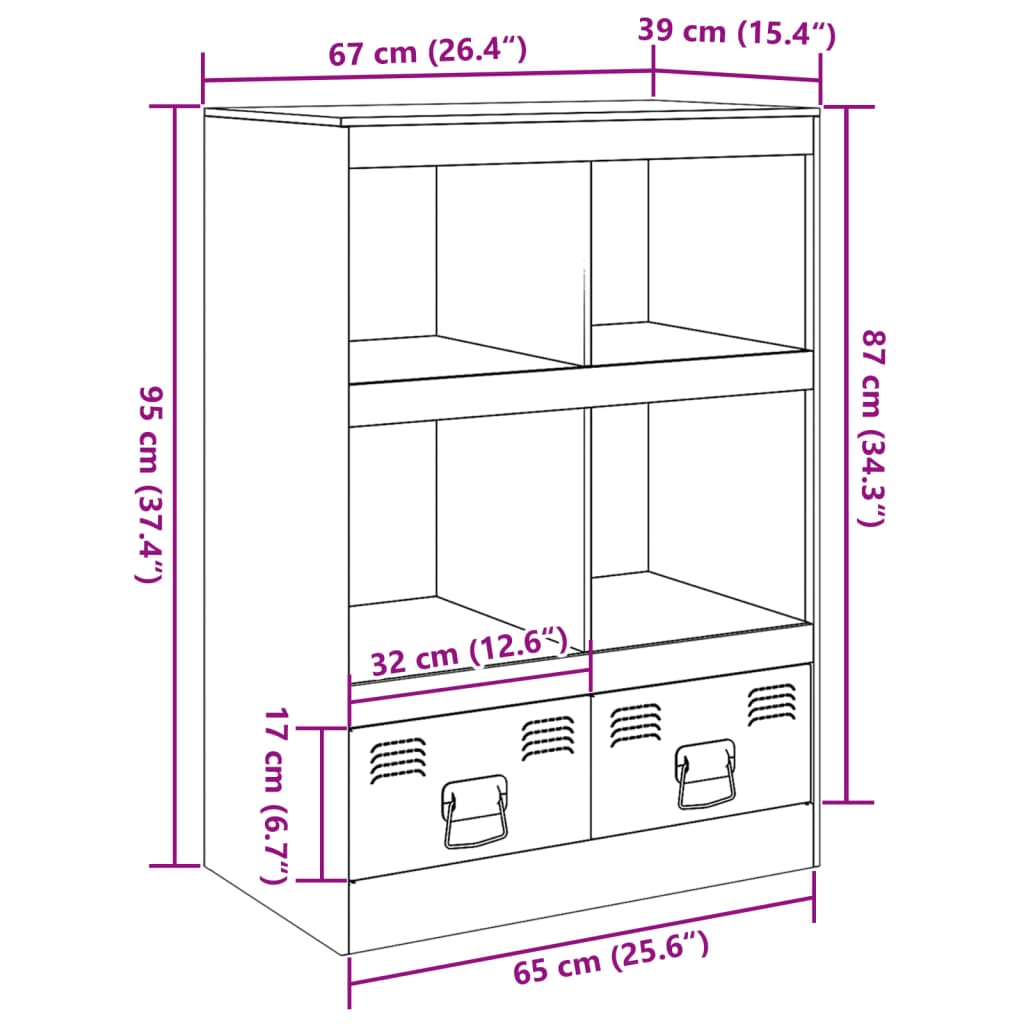 vidaXL Highboard White 67x39x95 cm Steel