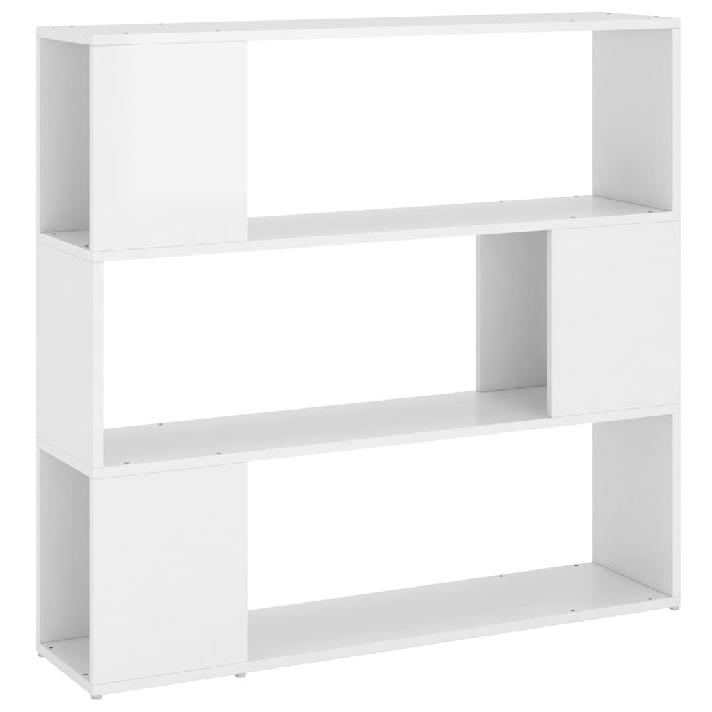 vidaXL Book Cabinet Room Divider High Gloss White 100x24x94 cm