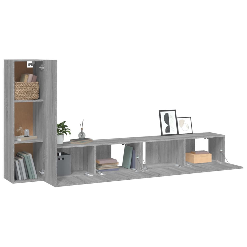 vidaXL 3 Piece TV Cabinet Set Grey Sonoma Engineered Wood