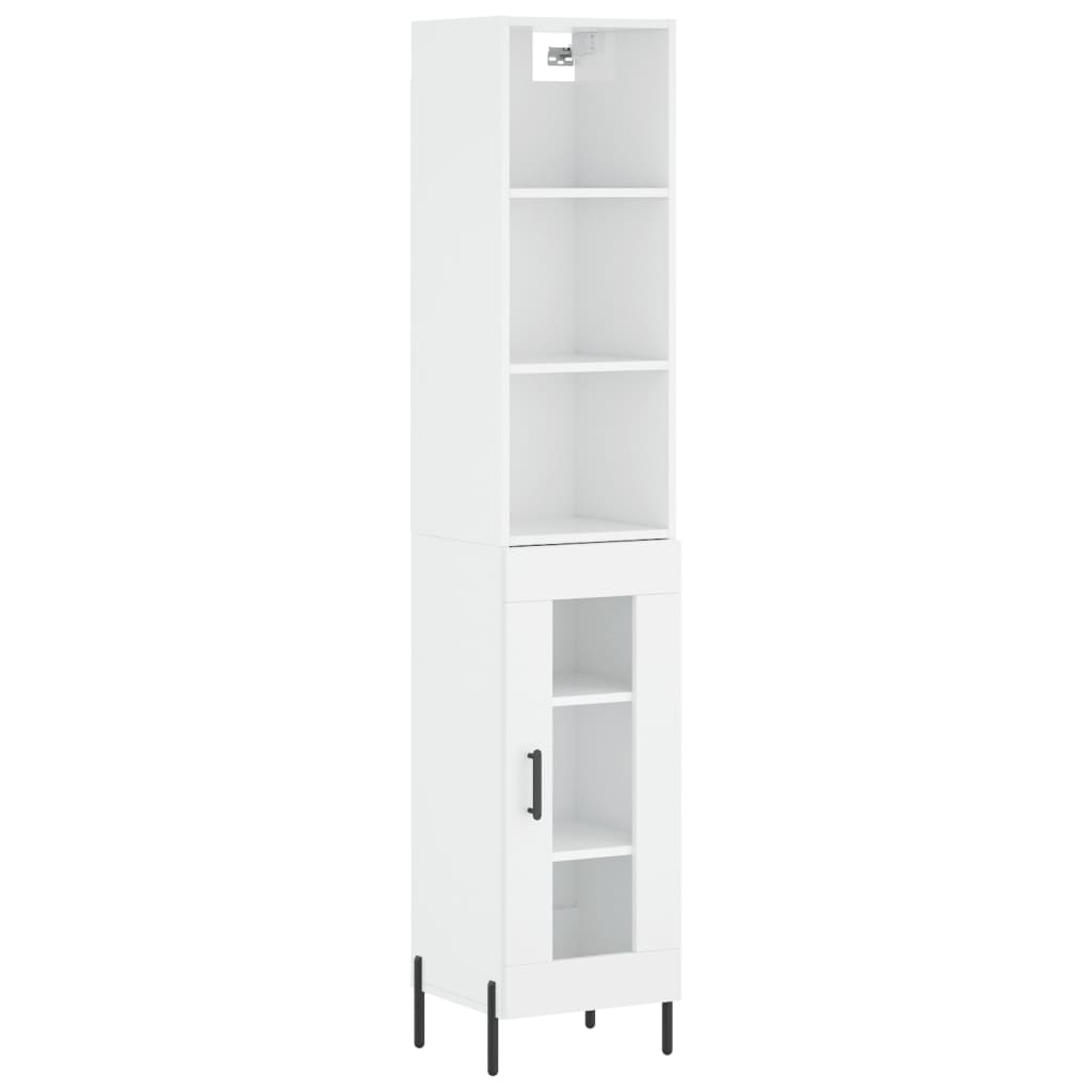 vidaXL Highboard High Gloss White 34.5x34x180 cm Engineered Wood