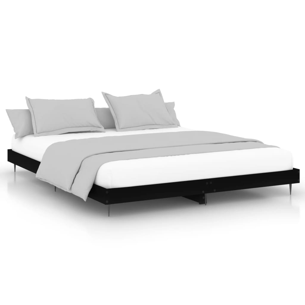 vidaXL Bed Frame without Mattress Black 200x200 cm Engineered Wood