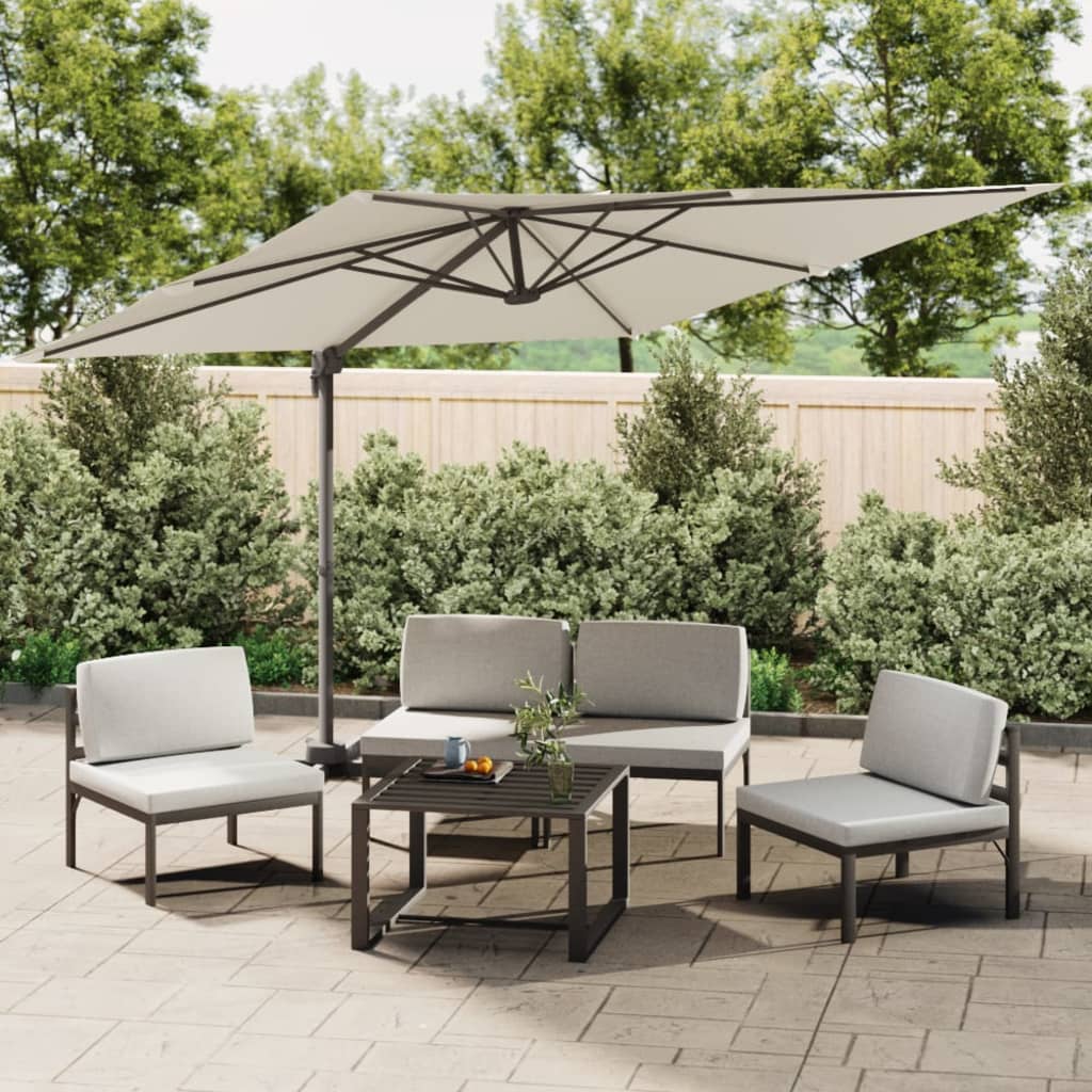 vidaXL Cantilever Garden Parasol with Aluminium Pole Sand White 300x300 cm