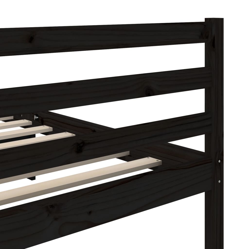 vidaXL Bed Frame without Mattress Black Solid Wood 200x200 cm (810454+814218)