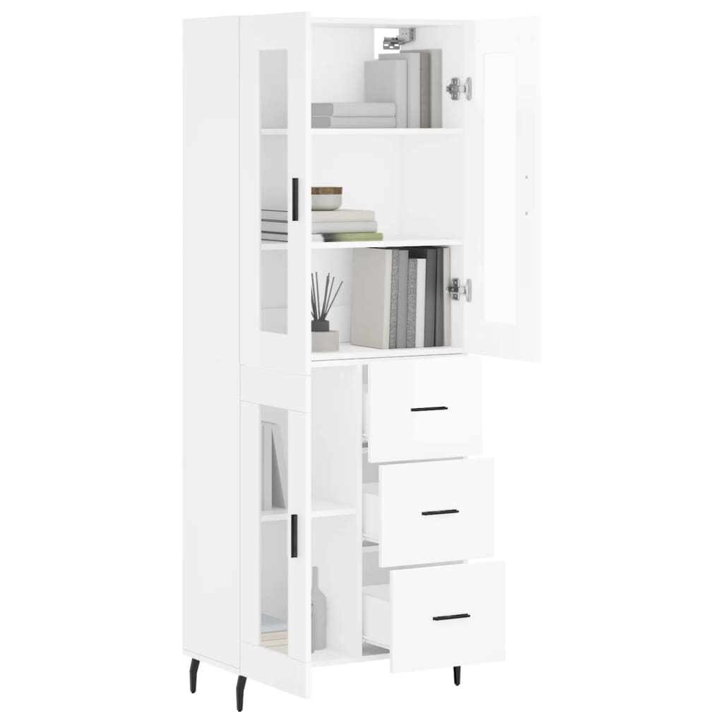 vidaXL Highboard High Gloss White 69.5x34x180 cm Engineered Wood