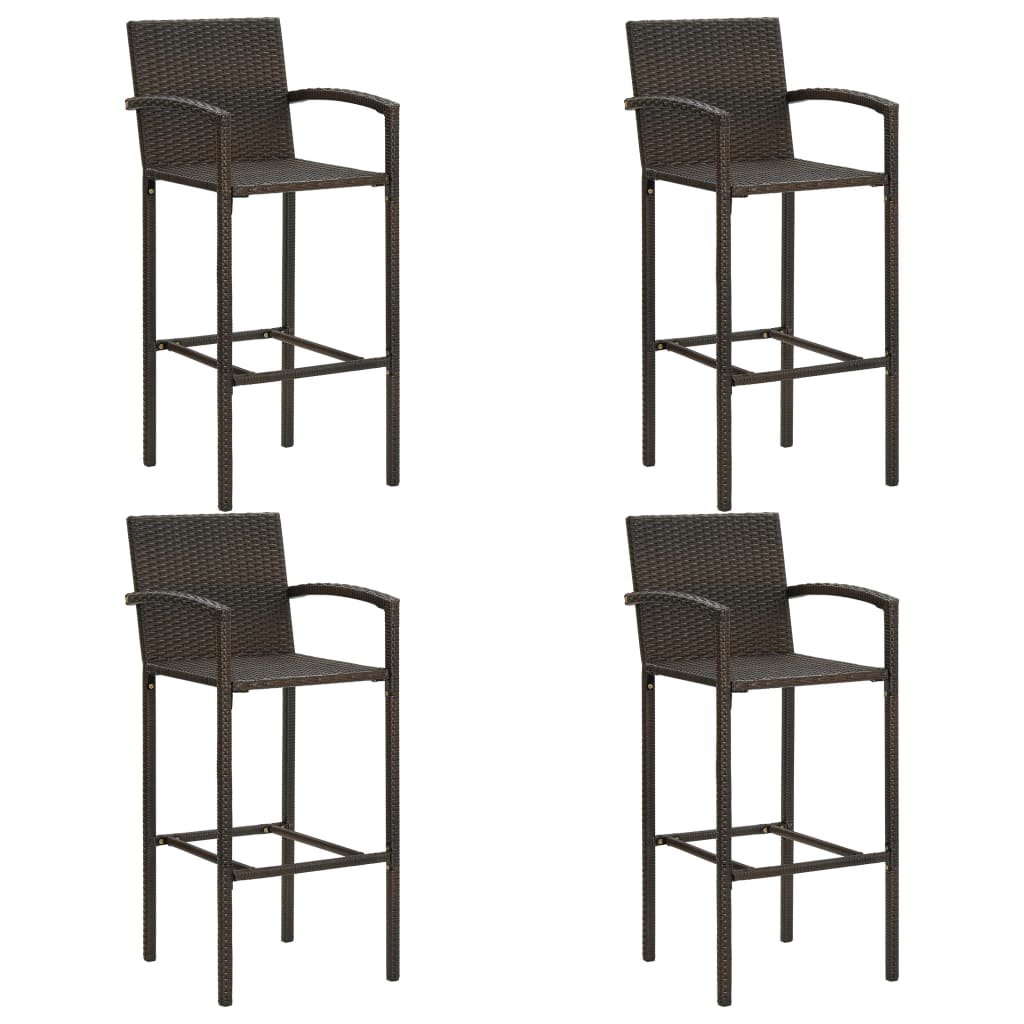 vidaXL 5 Piece Outdoor Bar Set with Armrest Poly Rattan Brown