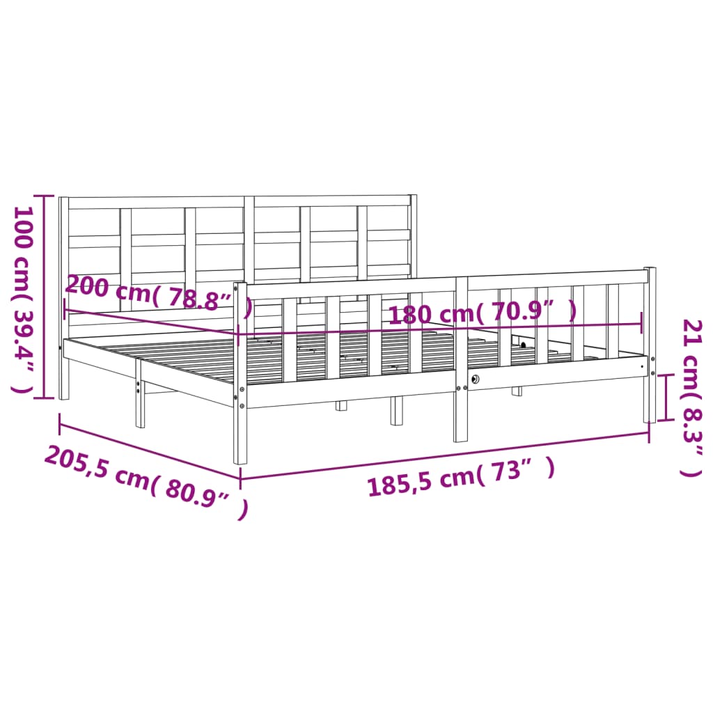 vidaXL Bed Frame without Mattress Solid Wood Pine