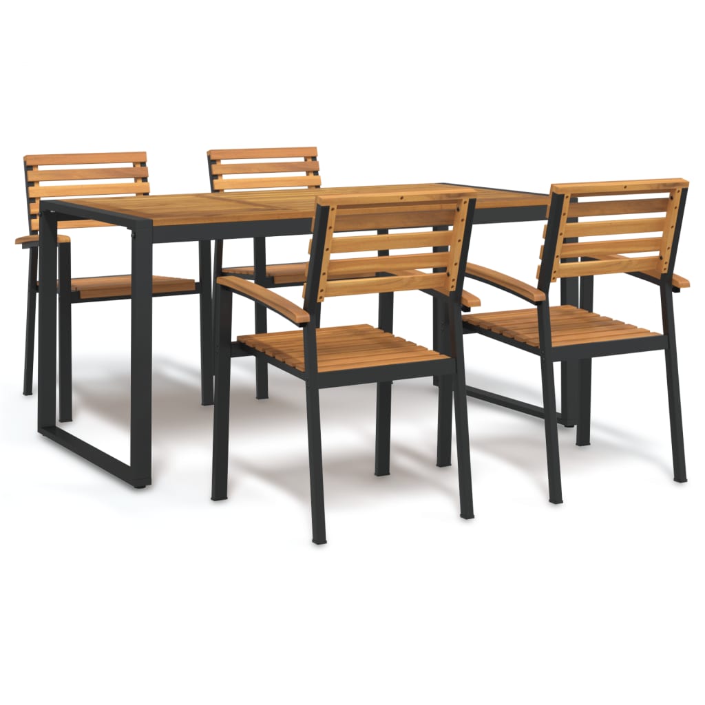 vidaXL 5 Piece Garden Dining Set Solid Wood Acacia and Metal