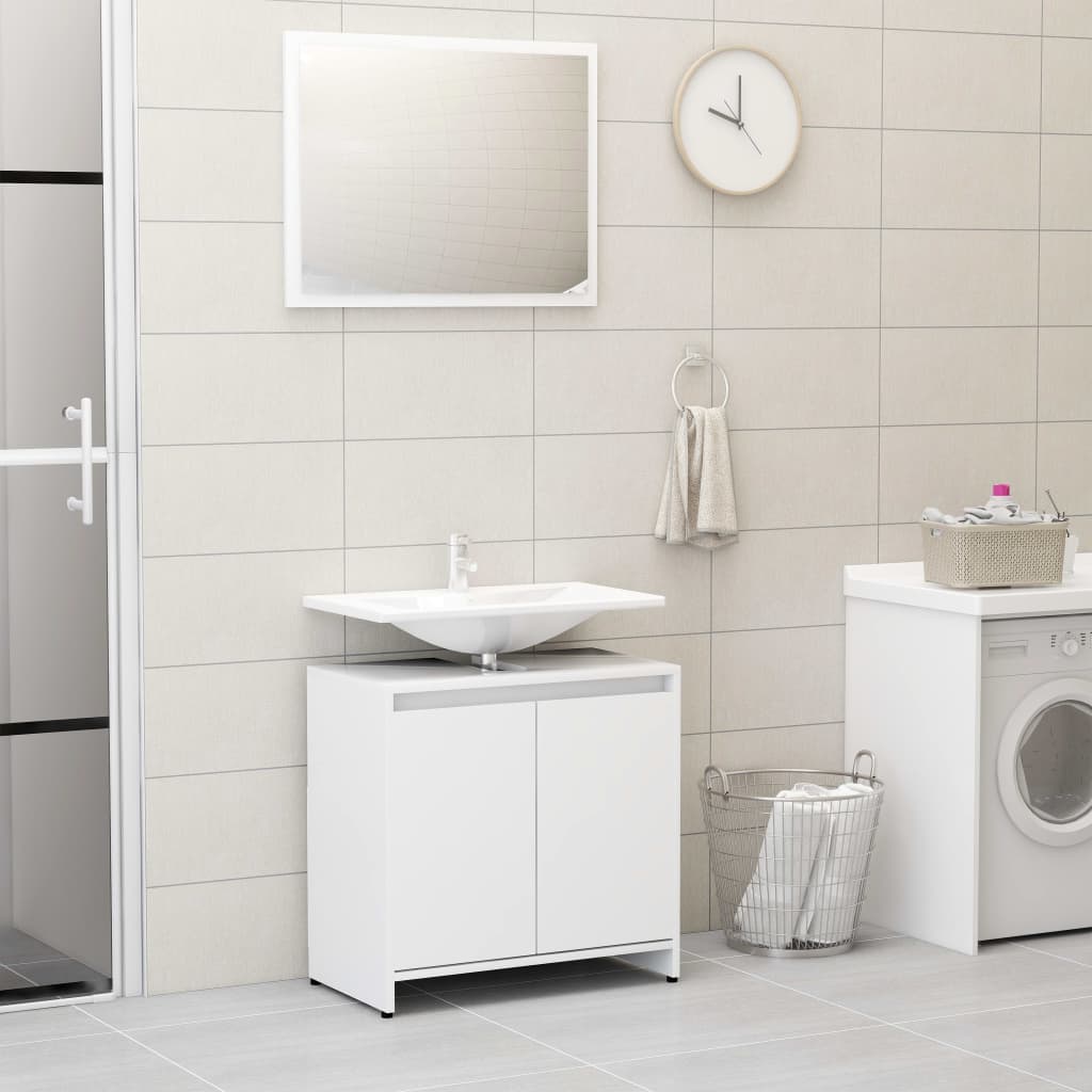 vidaXL 3 Piece Bathroom Furniture Set White Engineered Wood