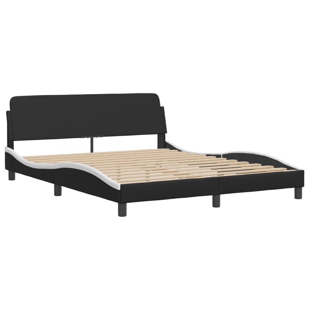 vidaXL Bed Frame with LED without Mattress White and Black 160x200 cm