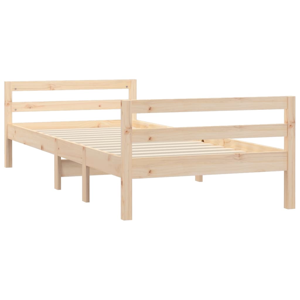 vidaXL Bed Frame without Mattress 75x190 cm Small Single Solid Wood Pine