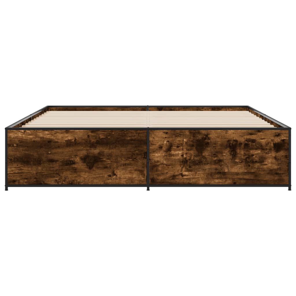 vidaXL Bed Frame without Mattress Smoked Oak 200x200 cm