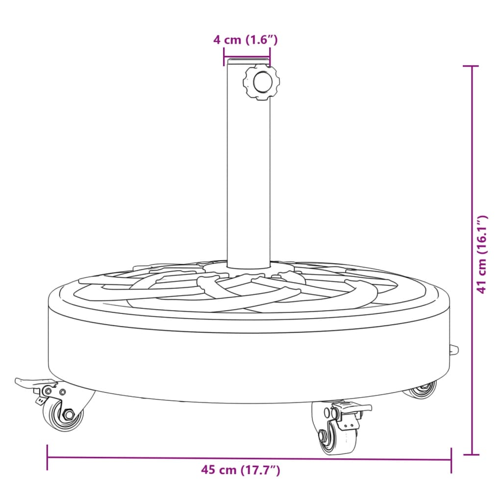 vidaXL Parasol Base with Wheels for Ø38 / 48 mm Poles 27 kg Round