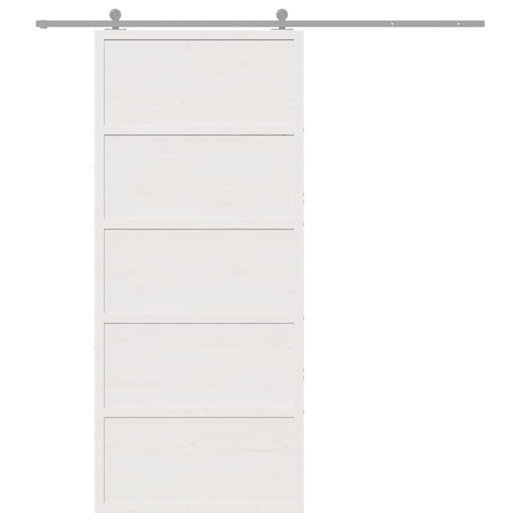 vidaXL Barn Door White 90x208 cm Solid Wood Pine