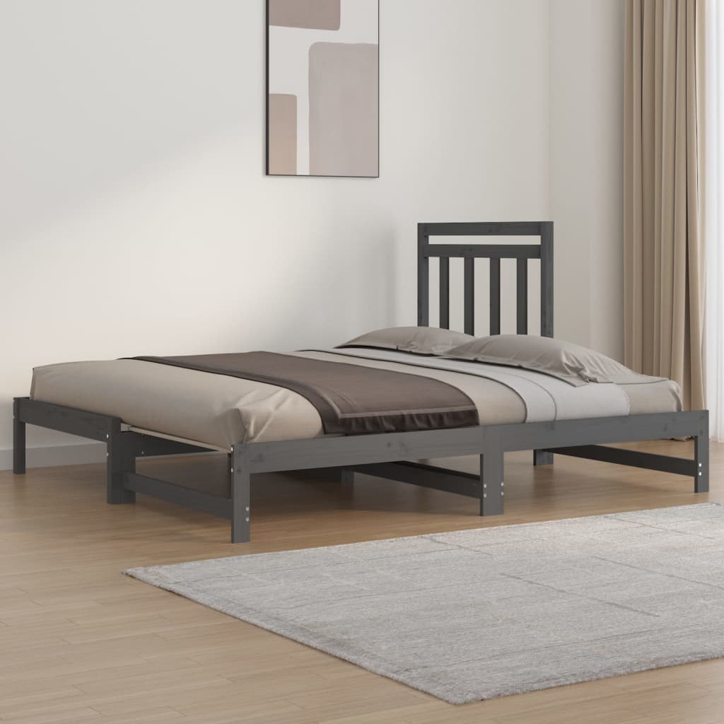 vidaXL Pull-out Day Bed without Mattress Grey 2x(90x190) cm