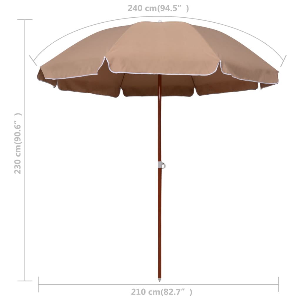 vidaXL Garden Parasol with Steel Pole 240 cm Taupe