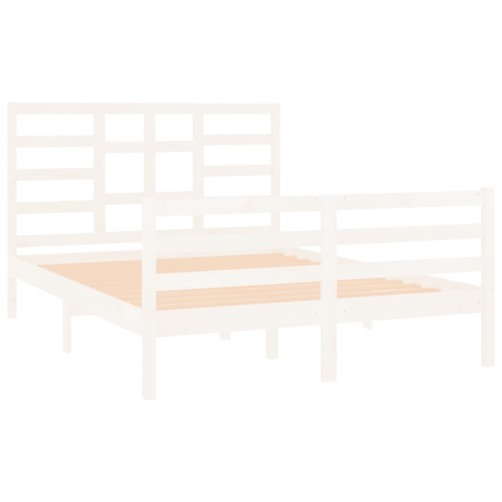 vidaXL Bed Frame without Mattress White Solid Wood 120x190 cm Small Double