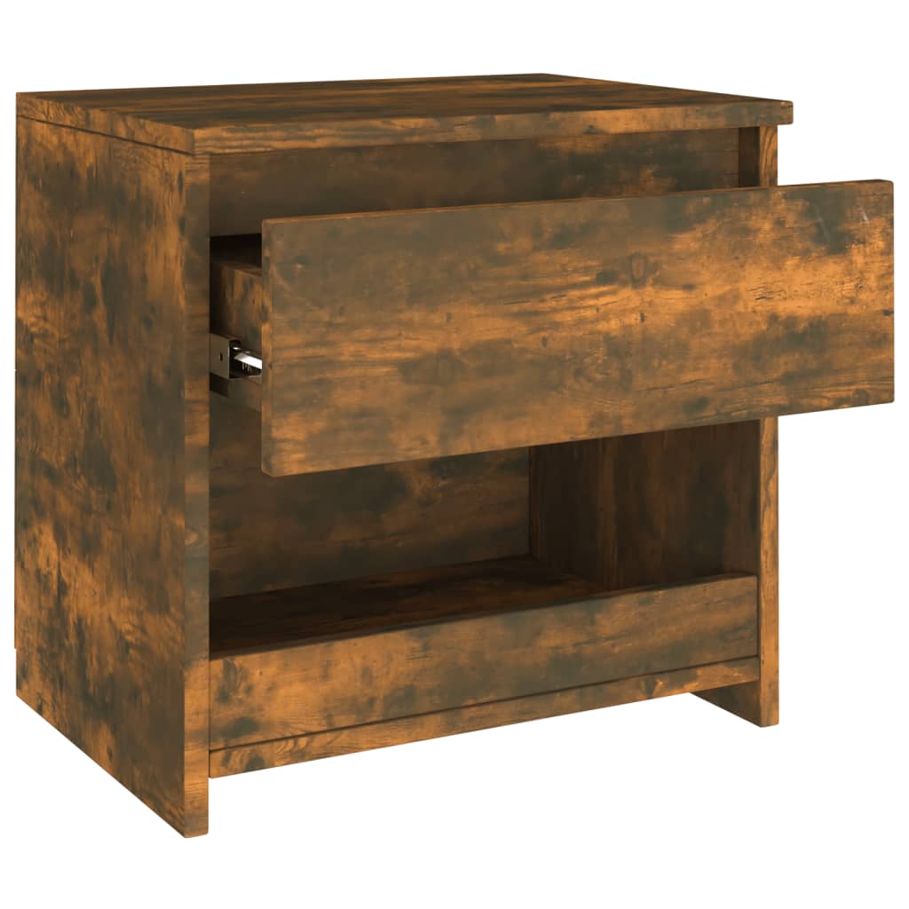 vidaXL Bedside Cabinet Smoked Oak 40x30x39 cm Engineered Wood