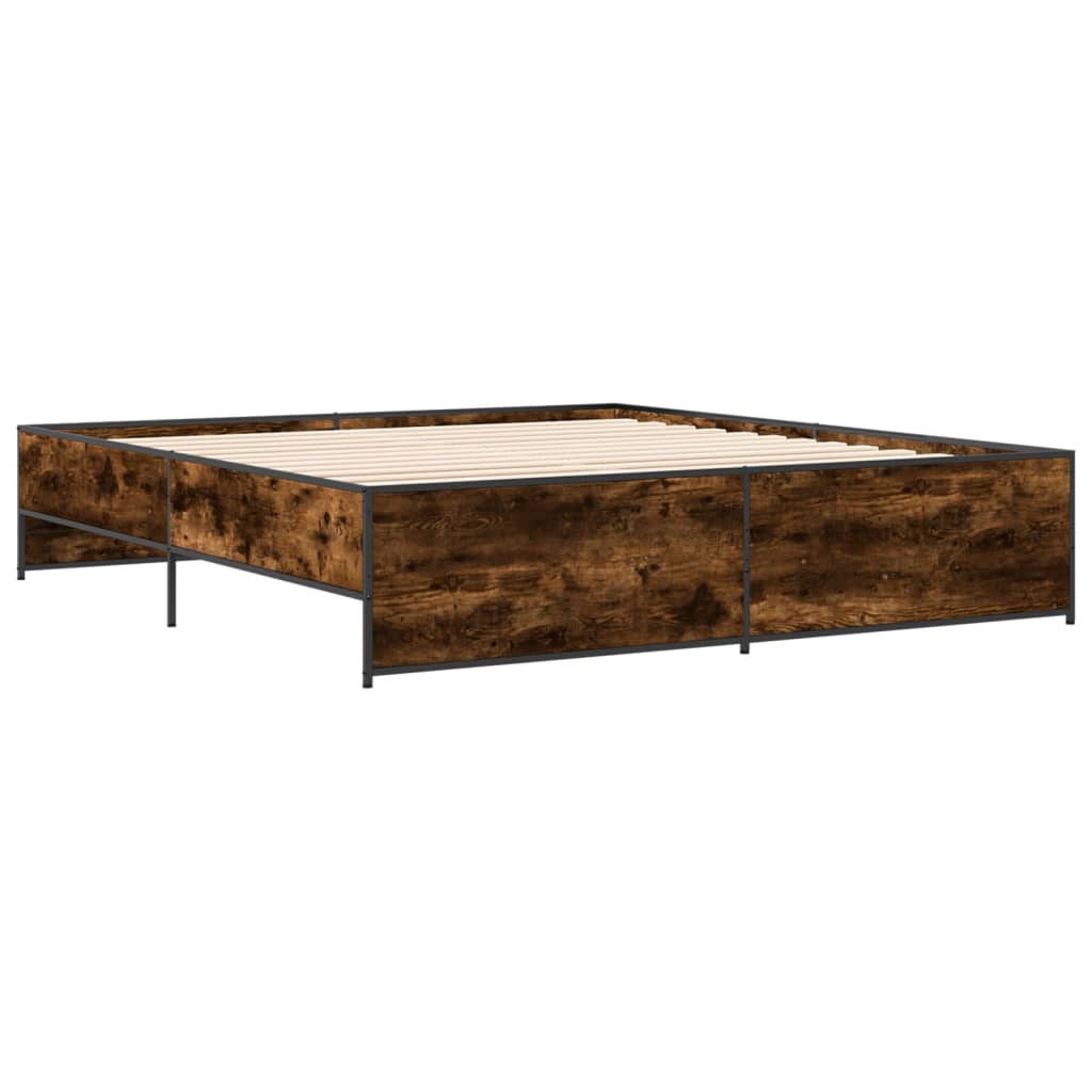 vidaXL Bed Frame without Mattress Smoked Oak 200x200 cm