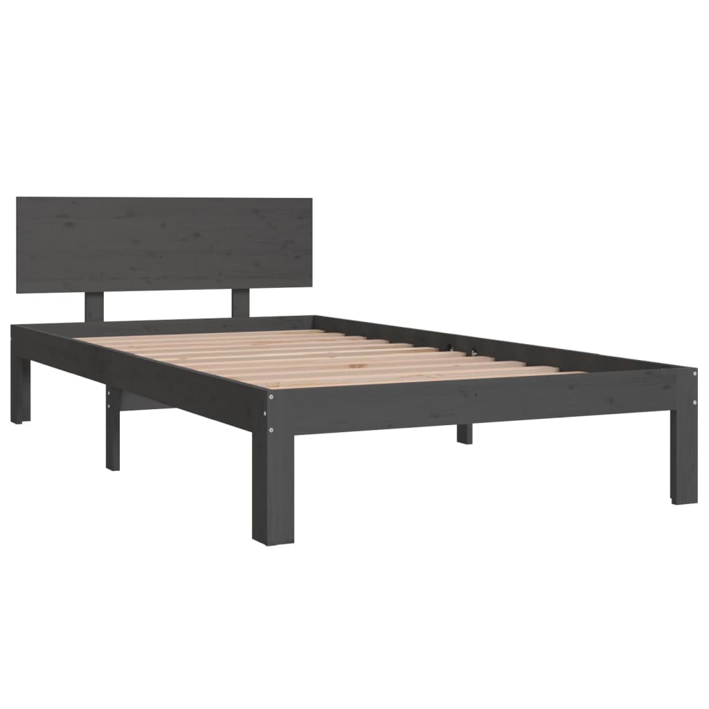 vidaXL Bed Frame without Mattress Grey Solid Wood Pine 100x200 cm