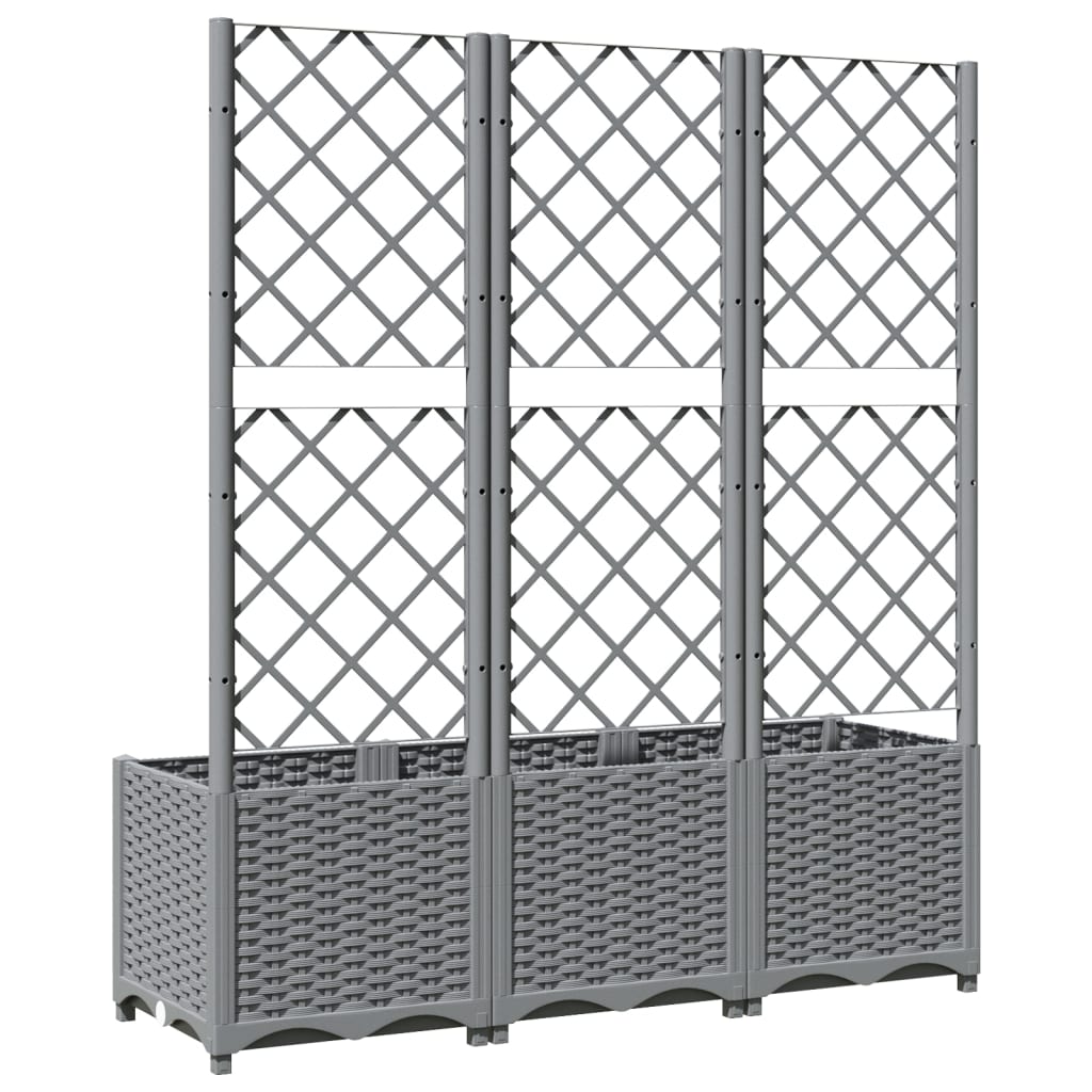 vidaXL Garden Planter with Trellis Light Grey 120x40x136 cm PP