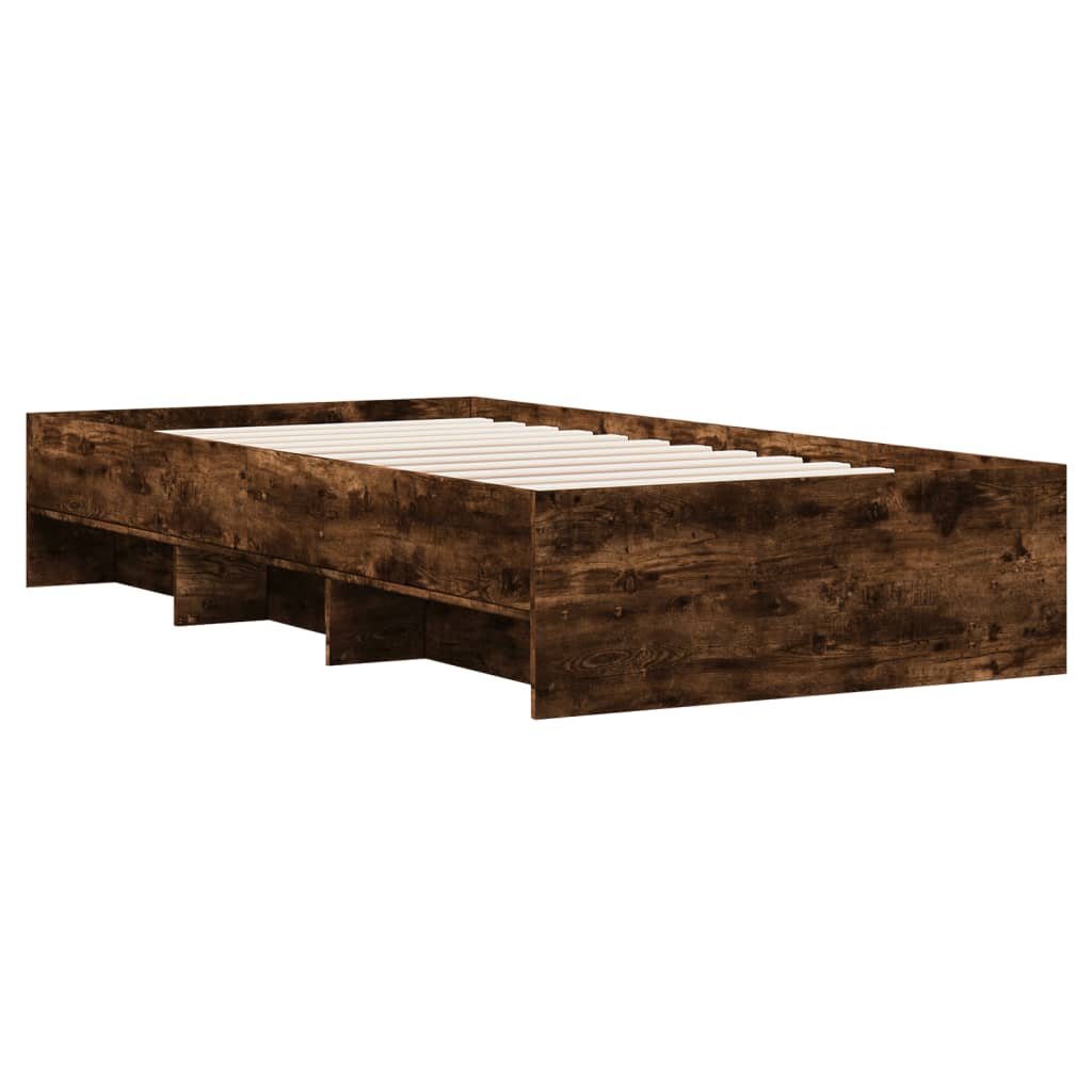 vidaXL Bed Frame without Mattress Smoked Oak 75x190 cm Small Single Engineered Wood