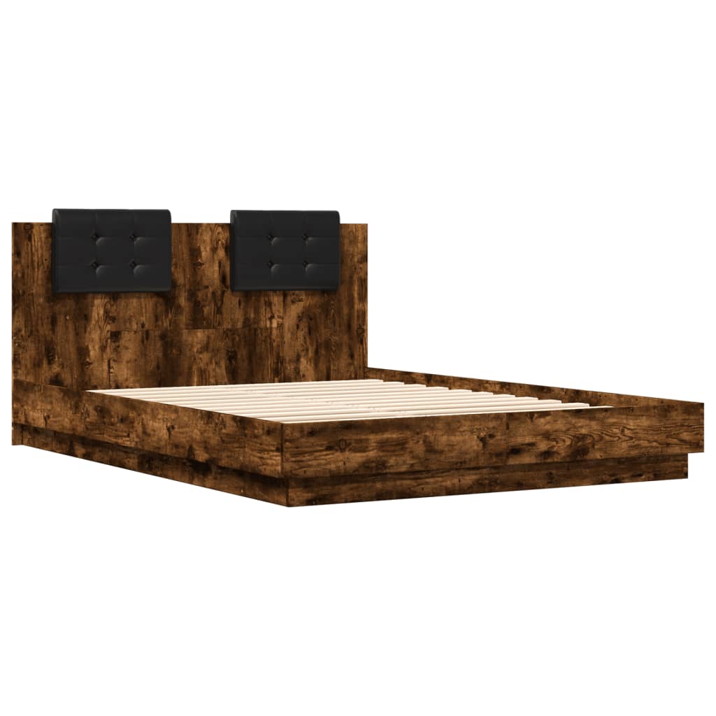 vidaXL Bed Frame without Mattress Smoked Oak 140x200 cm