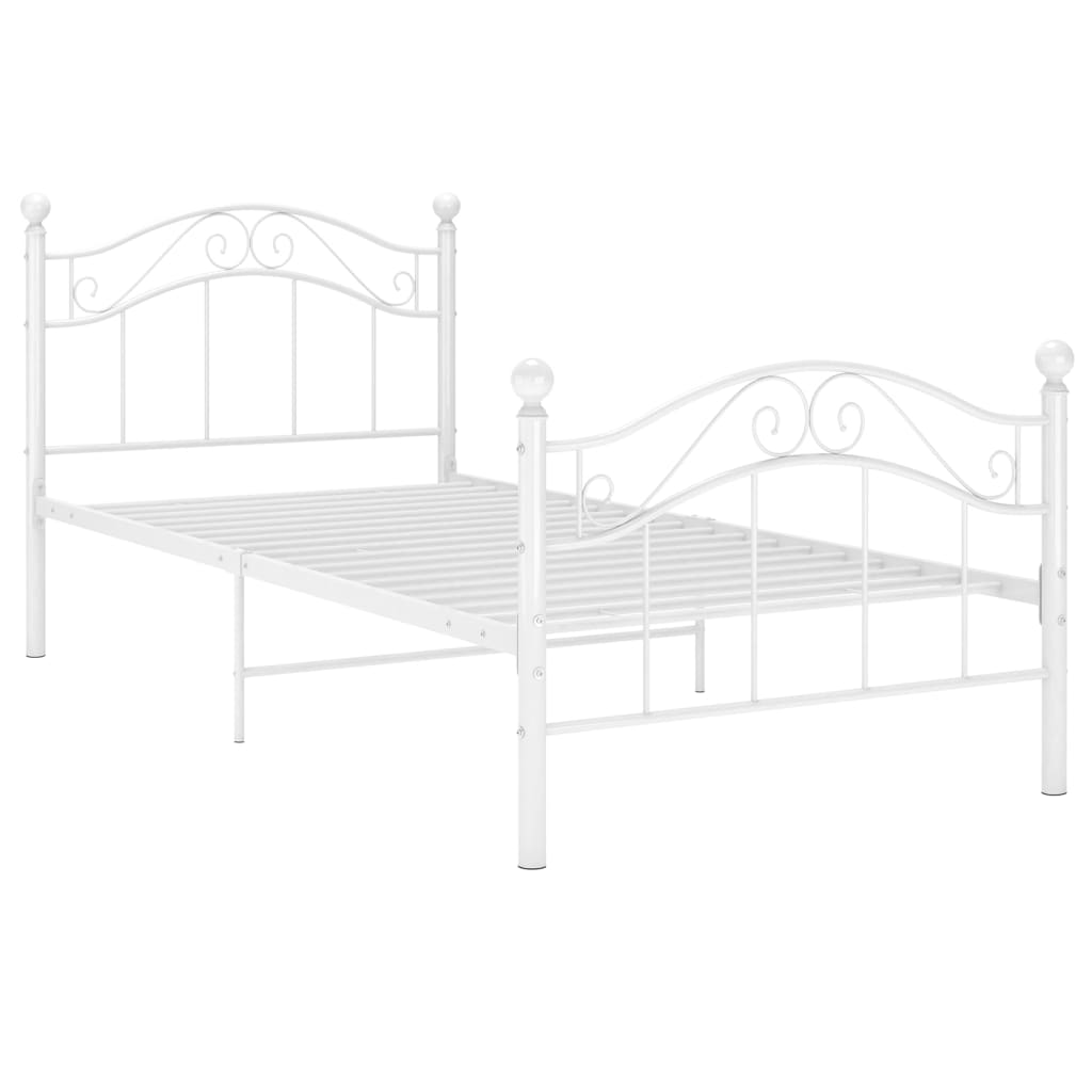 vidaXL Bed Frame without Mattress White Metal 90x200 cm