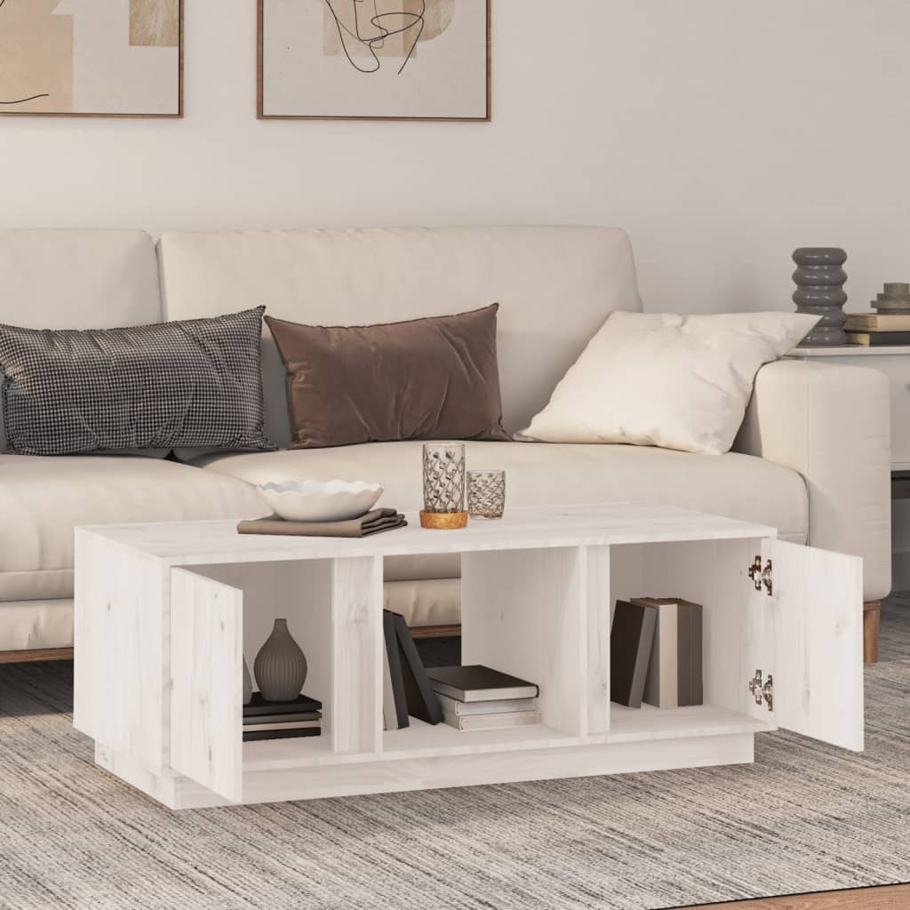 vidaXL Coffee Table White 110x50x40 cm Solid Wood Pine