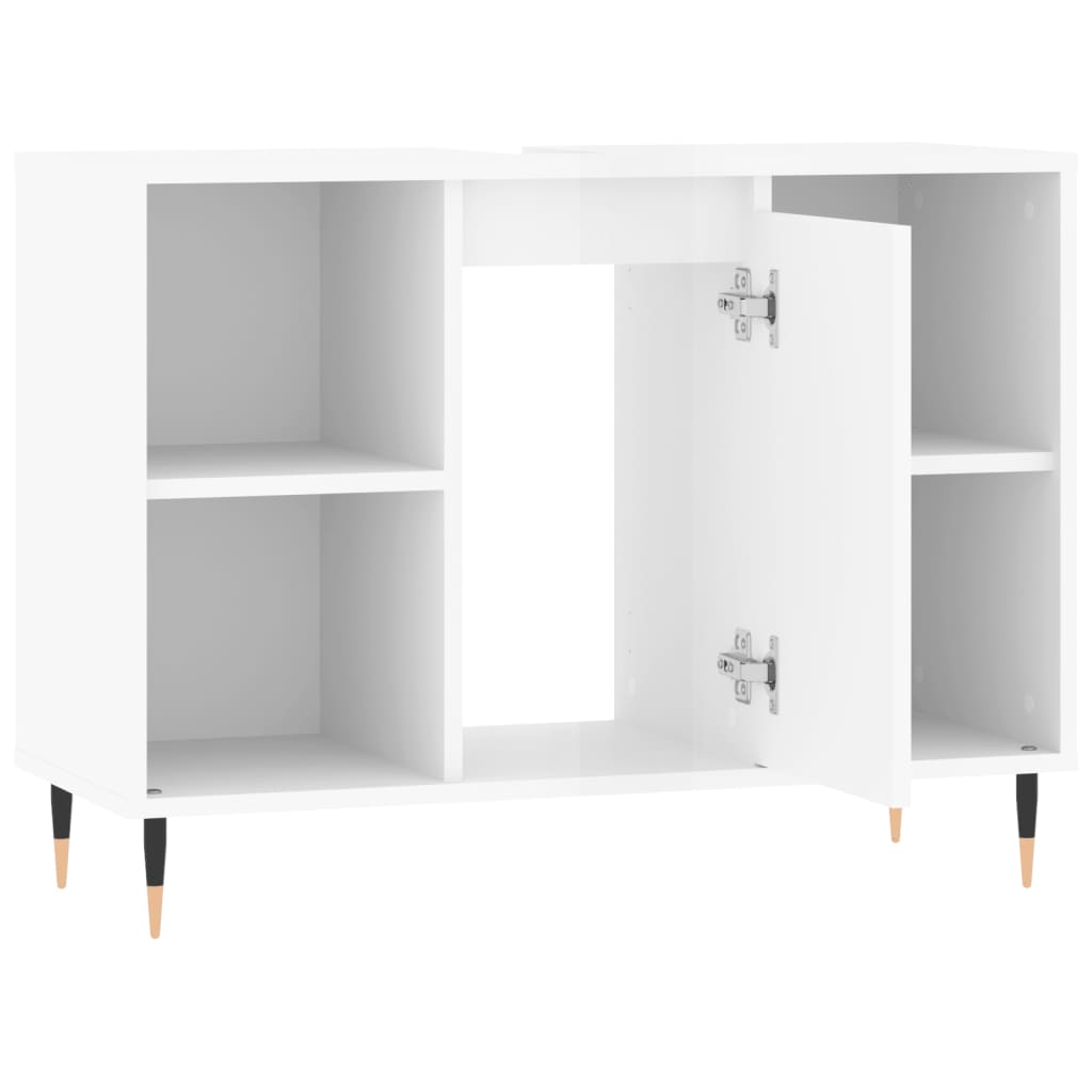 vidaXL Bathroom Cabinet High Gloss White 80x33x60 cm Engineered Wood