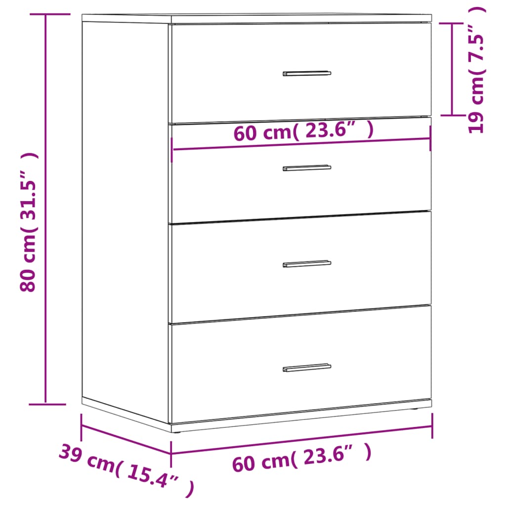 vidaXL Sideboards 2 pcs Brown Oak 60x39x80 cm Engineered Wood