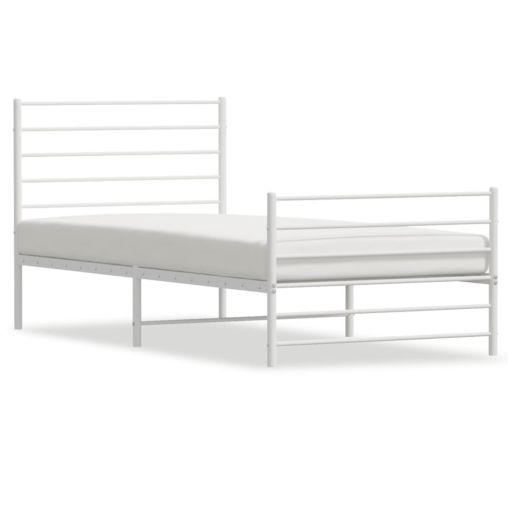 vidaXL Metal Bed Frame without Mattress with Footboard White 100x200 cm